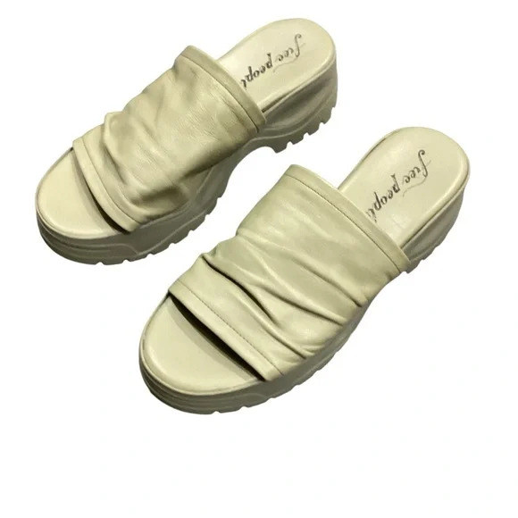 Free People Poolside Sporty Platform Sandal Slides Chunky Khaki Size 9.5 (40) - Picture 3 of 9